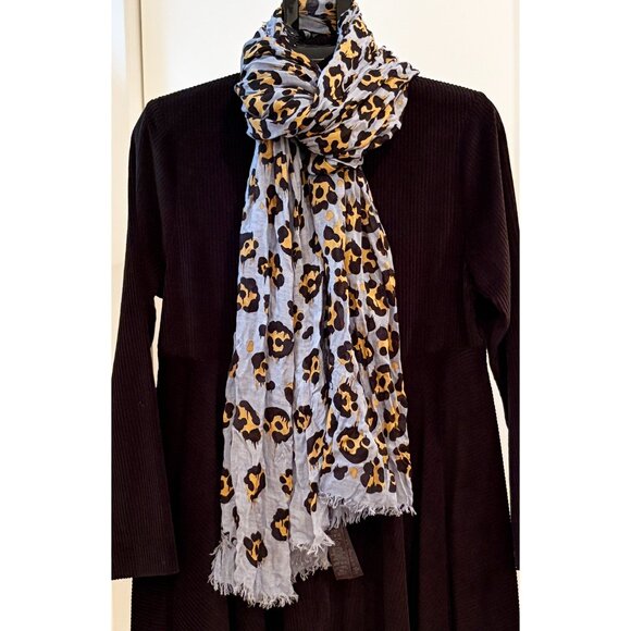 Coach Blue Leopard Scarf/Shawl - Picture 1 of 10